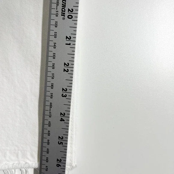 GRLFRND Karolina High Rise Straight Crop Jeans‎ White Frayed Hem Denim Sz 26 NEW - Picture 8 of 12